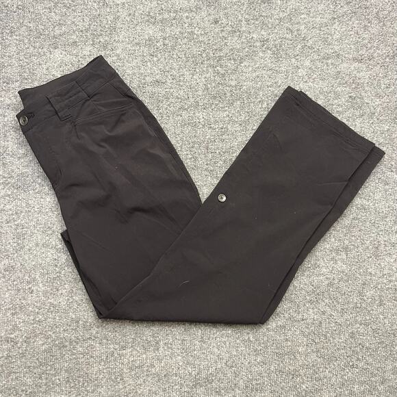 Eddie Bauer Pants Women 8 Black Nylon Stretch Mid-Rise Straight Leg Roll Tab Hem - Picture 5 of 16